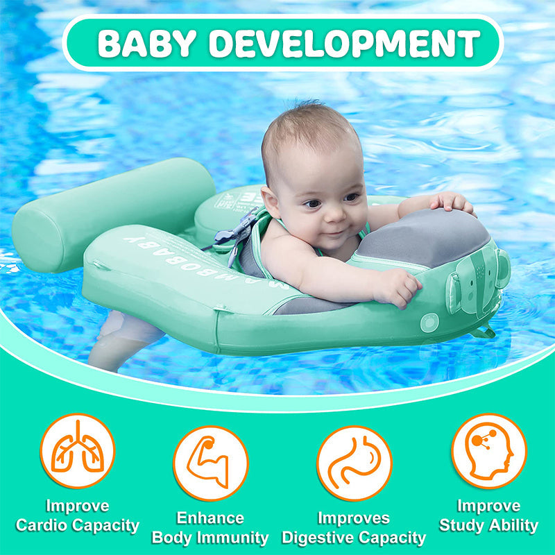 Ergonomic Non-Inflatable Buoy Baby Swim Float with Removable Canopy