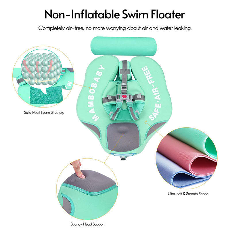 Ergonomic Non-Inflatable Buoy Baby Swim Float with Removable Canopy