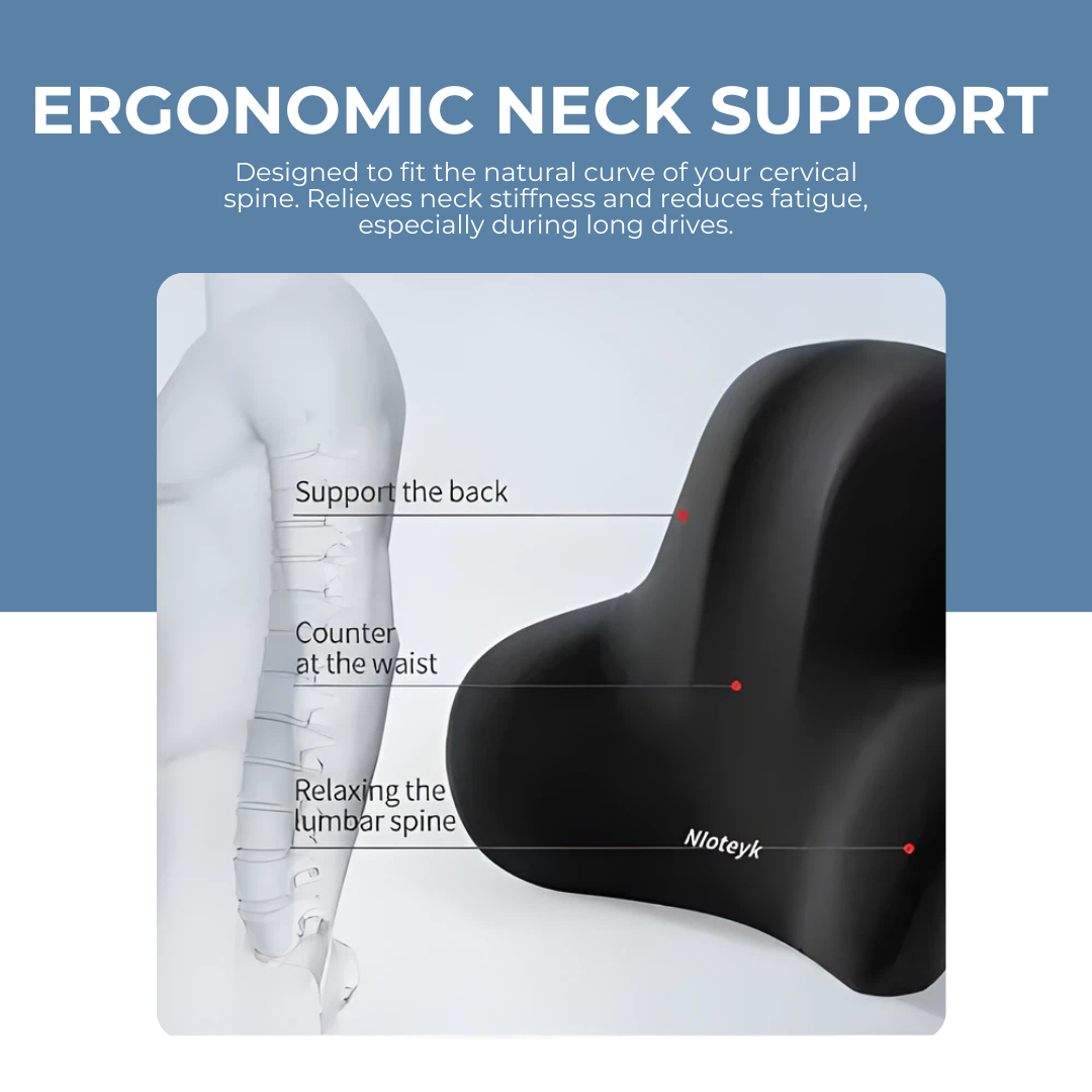 Ergonomic Memory Foam Car Seat Cushion - Neck & Lumbar Support