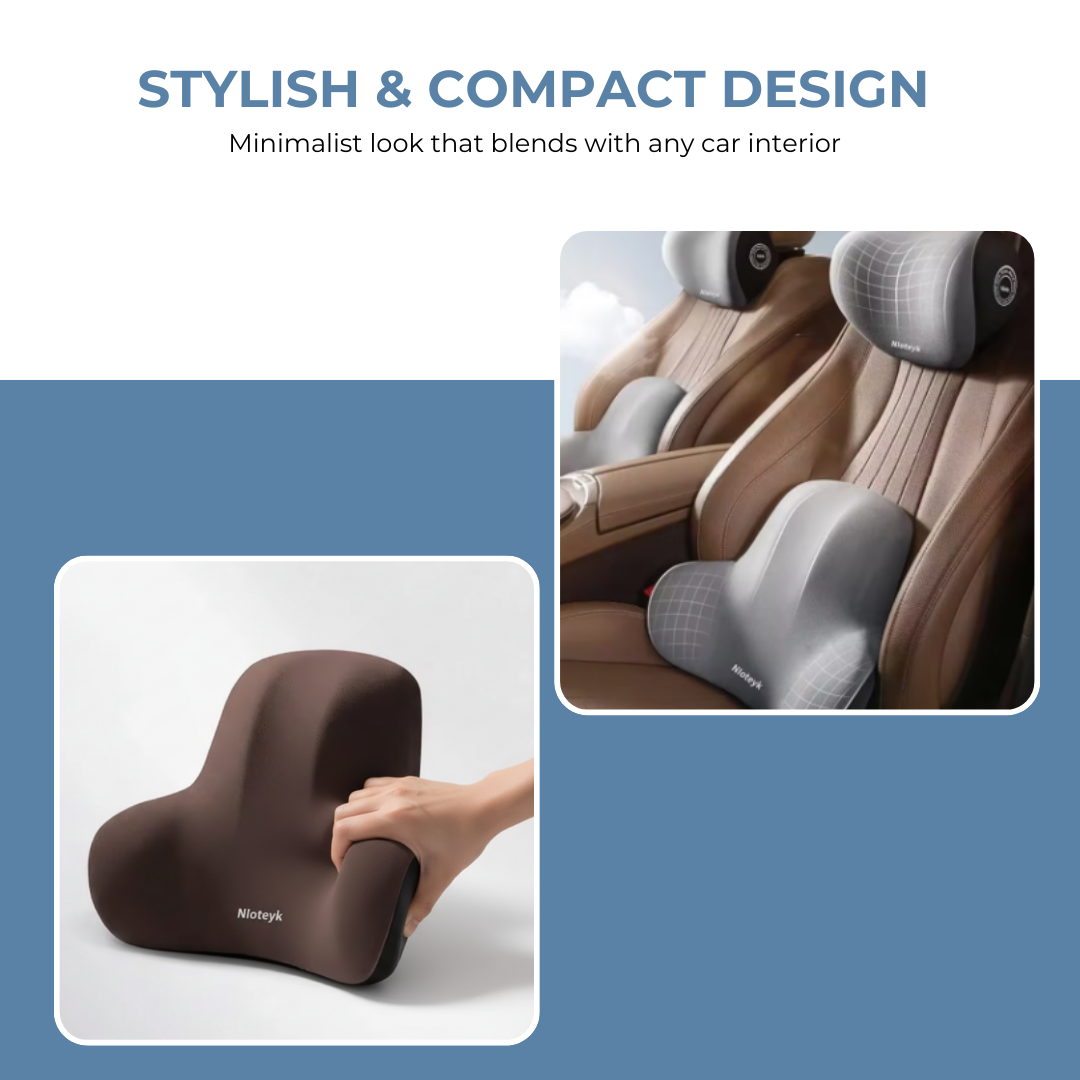 Ergonomic Memory Foam Car Seat Cushion - Neck & Lumbar Support