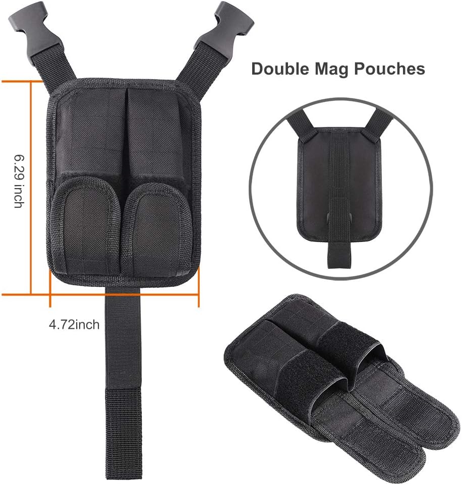 Baldman Shoulder Holster with Vertical Holster & Double Magazine Pouch, Adjustable Universal Fit