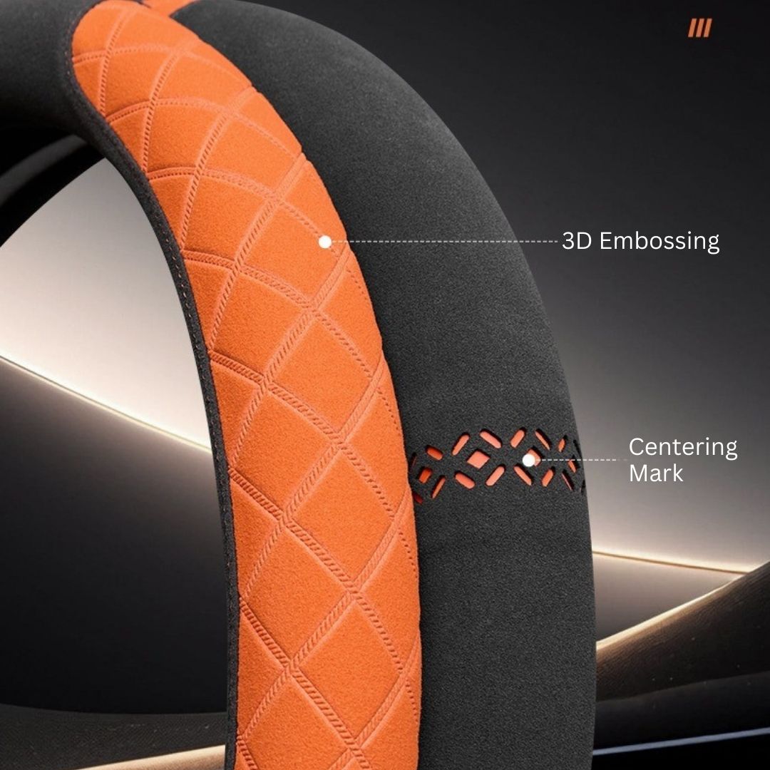 Rivo Suede Steering Wheel Cover – Non-Slip, Breathable, Sweat-Absorbing & 4-Season Universal Fit
