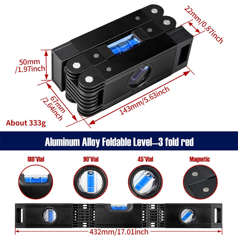 Multifunctional Adjustable Foldable Magnetic Ruler Level Tool for Precision Measurement