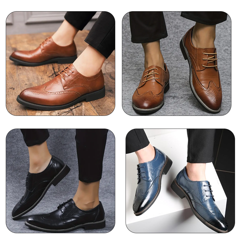 Men Business Formal Lace-Up Oxford Brogue Shoes