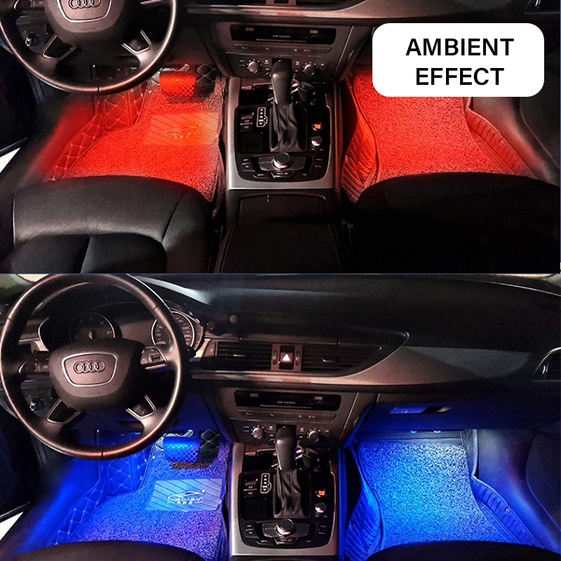 LED RGB Car Ambient Atmosphere Wireless Roof & Foot Light with USB Port