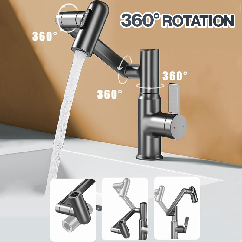 360° Digital Display LED Rotation Multi-Function Swivel Faucet for Bathroom Sink