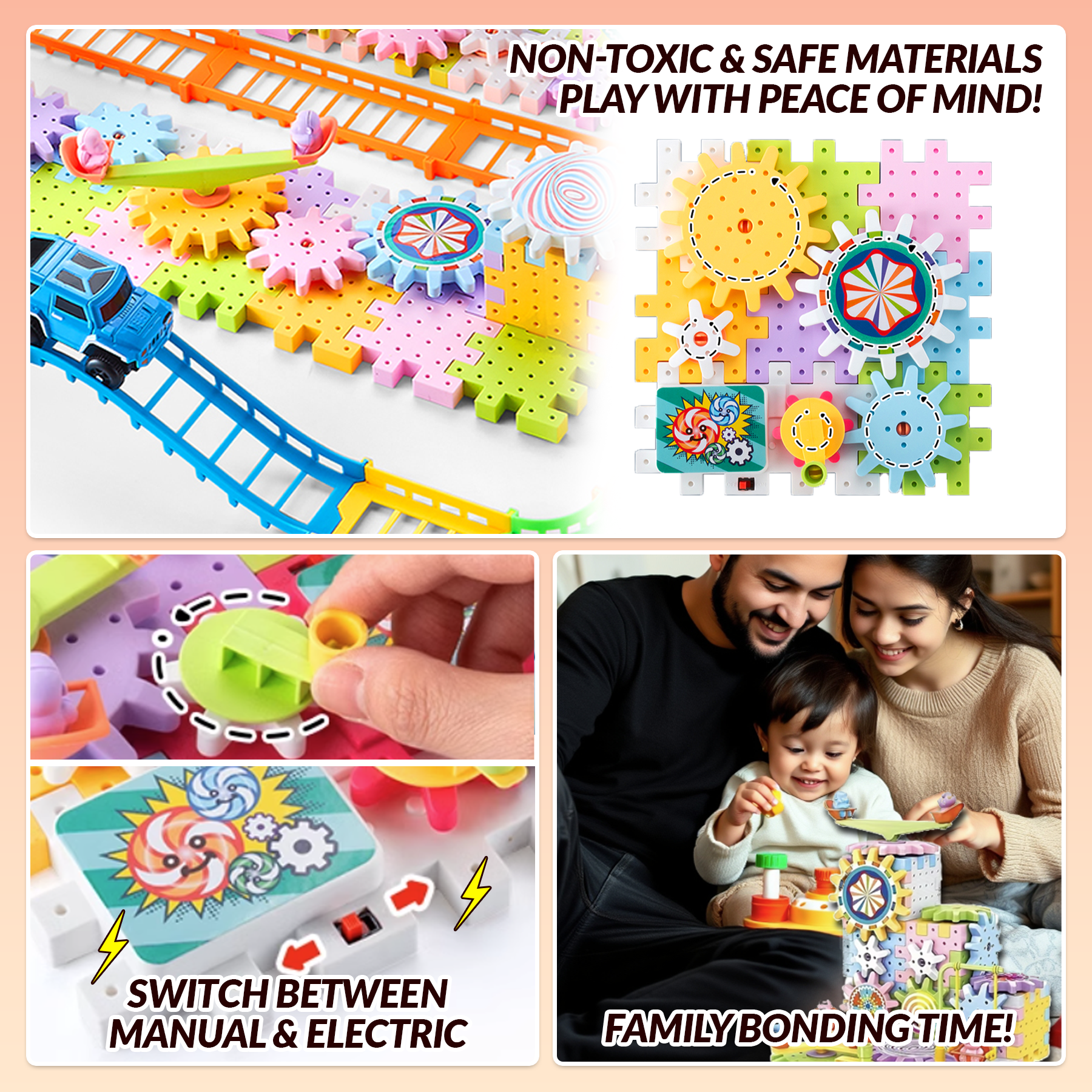 3D Puzzle Toys for Cognitive Development | Safe and Educational Toy for Kids with Manual & Electric Modes