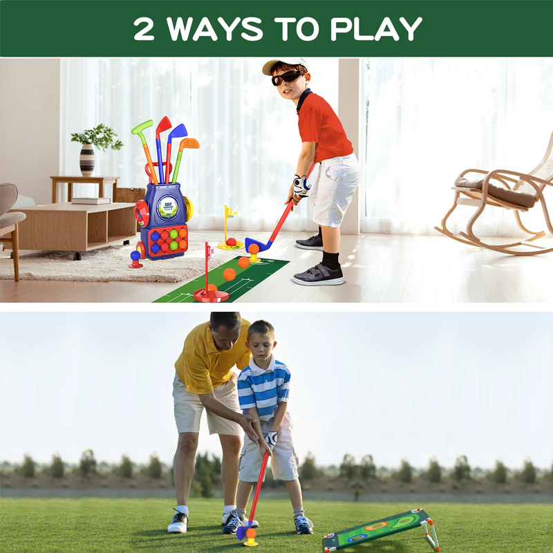 Indoor Outdoor 2-in-1 Kids Toddler Golf 08 Balls & 01 Mat Set for  for Boys Girls Ages 2 3 4 5+