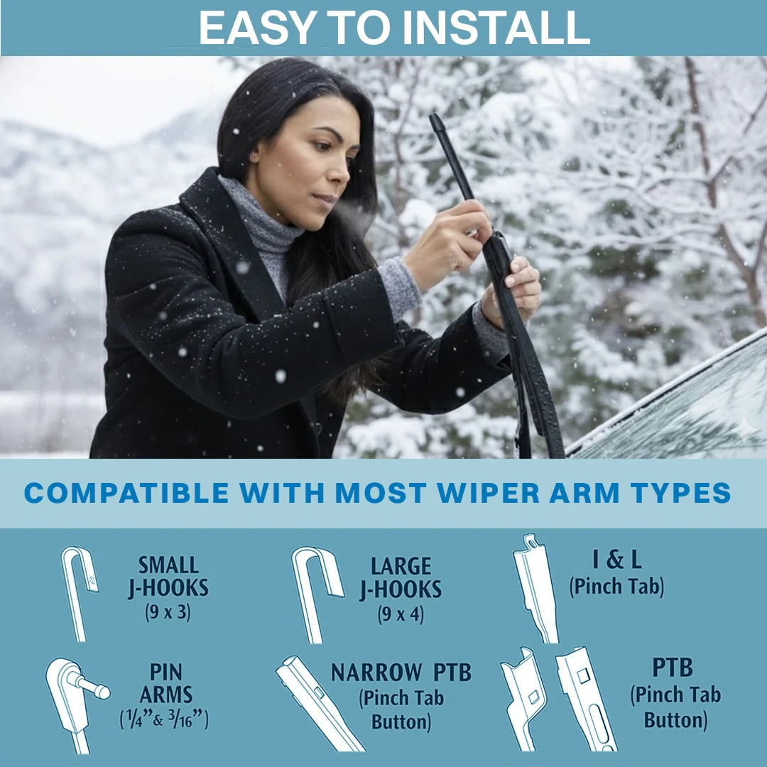 Water-Repellent Windshield Wiper Blades – 2-in-1 Clear View Technology