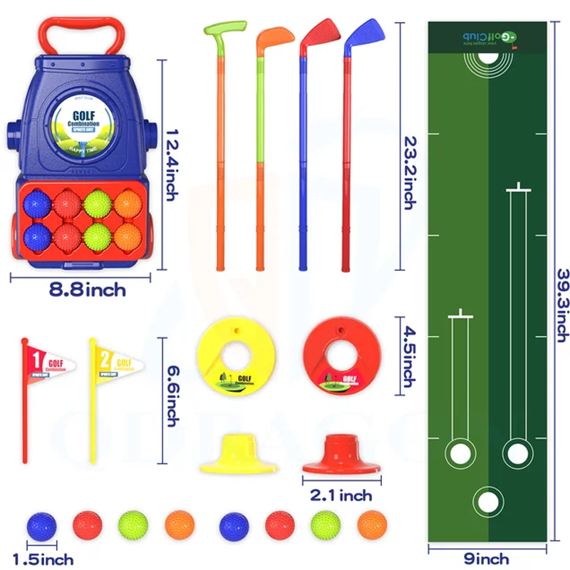 Indoor Outdoor 2-in-1 Kids Toddler Golf 08 Balls & 01 Mat Set for  for Boys Girls Ages 2 3 4 5+