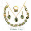 Castor 18K Yellow Gold Peridot Ruby Pendant Earring Bracelet & Ring Set For Women