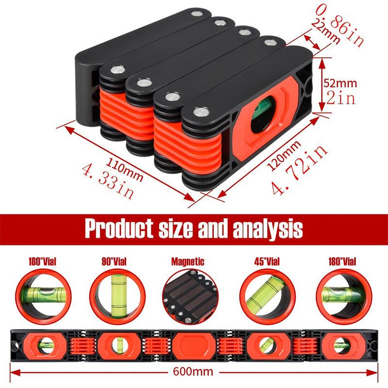 Multifunctional Adjustable Foldable Magnetic Ruler Level Tool for Precision Measurement