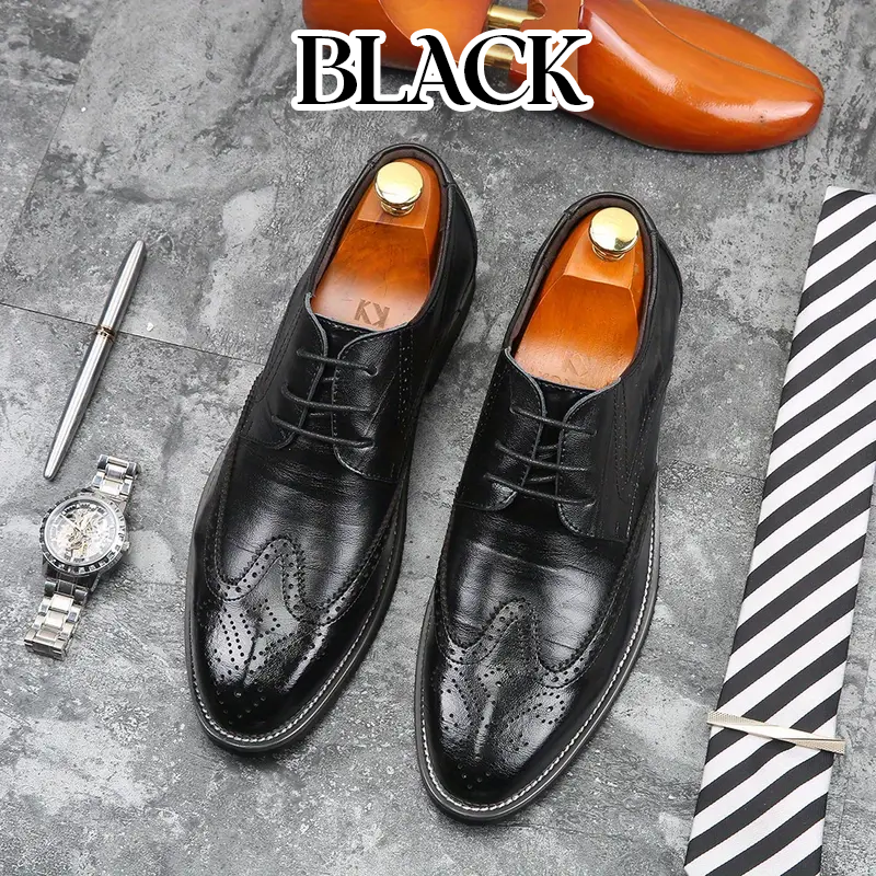 Men Business Formal Lace-Up Oxford Brogue Shoes