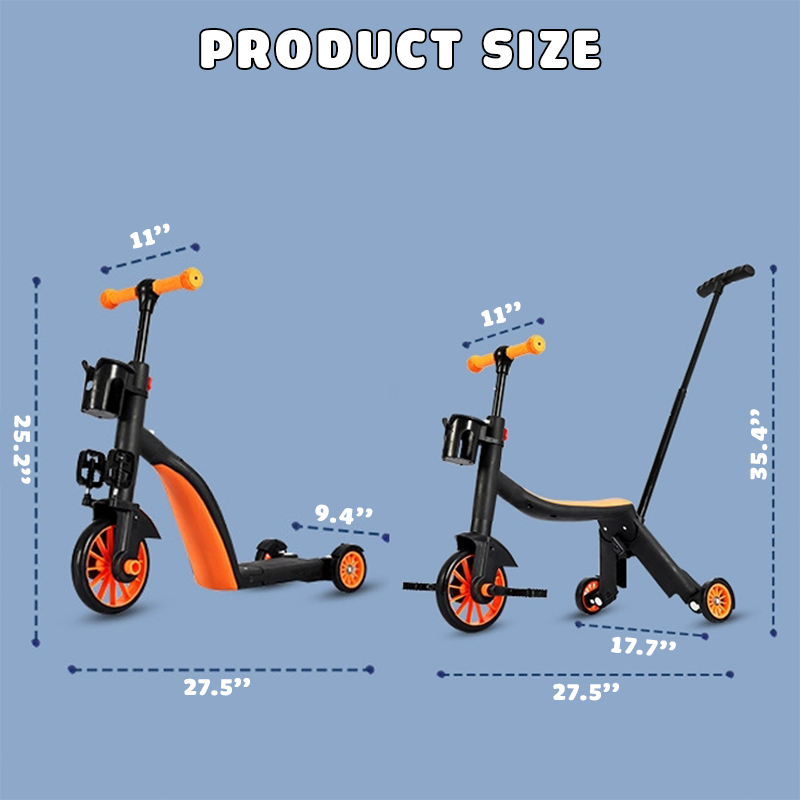 3 In 1 Kids Convertible Scooter/Tricycle/Balance Bike