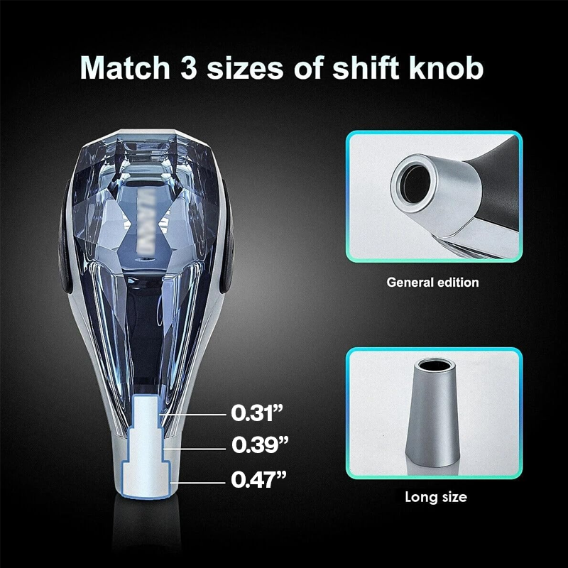 LED Light Illuminated Crystal Car Gear Shift Knob Fit Most Cars