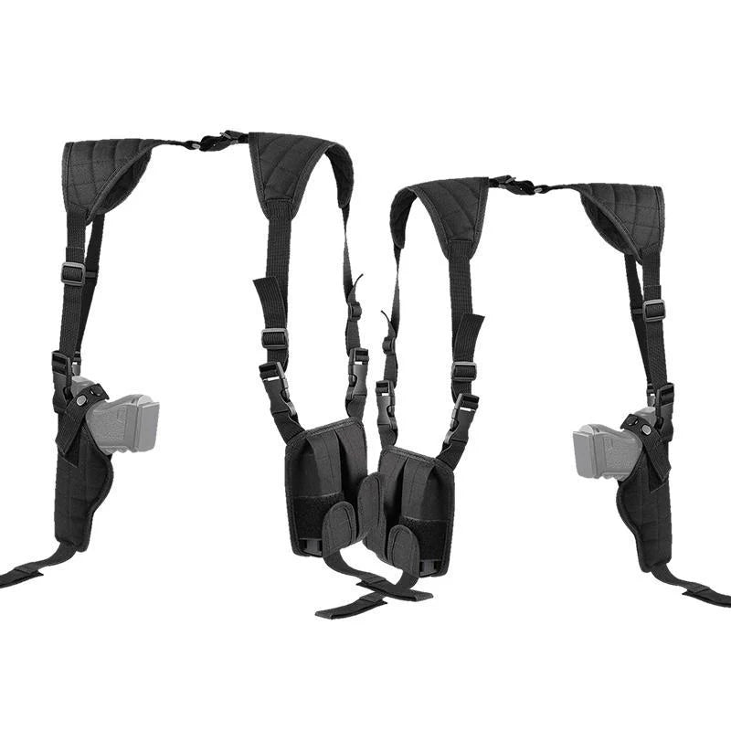 Baldman Shoulder Holster with Vertical Holster & Double Magazine Pouch, Adjustable Universal Fit
