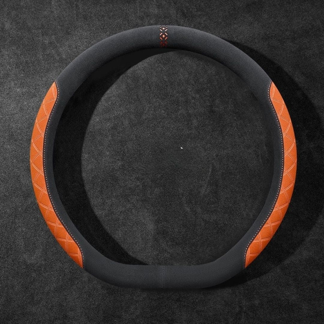 Rivo Suede Steering Wheel Cover – Non-Slip, Breathable, Sweat-Absorbing & 4-Season Universal Fit