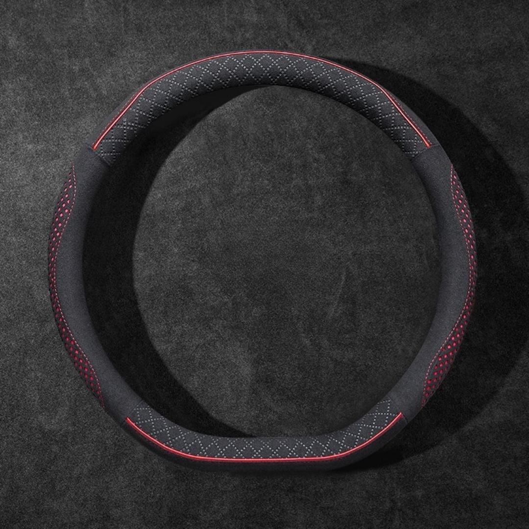 Rivo Suede Steering Wheel Cover – Non-Slip, Breathable, Sweat-Absorbing & 4-Season Universal Fit