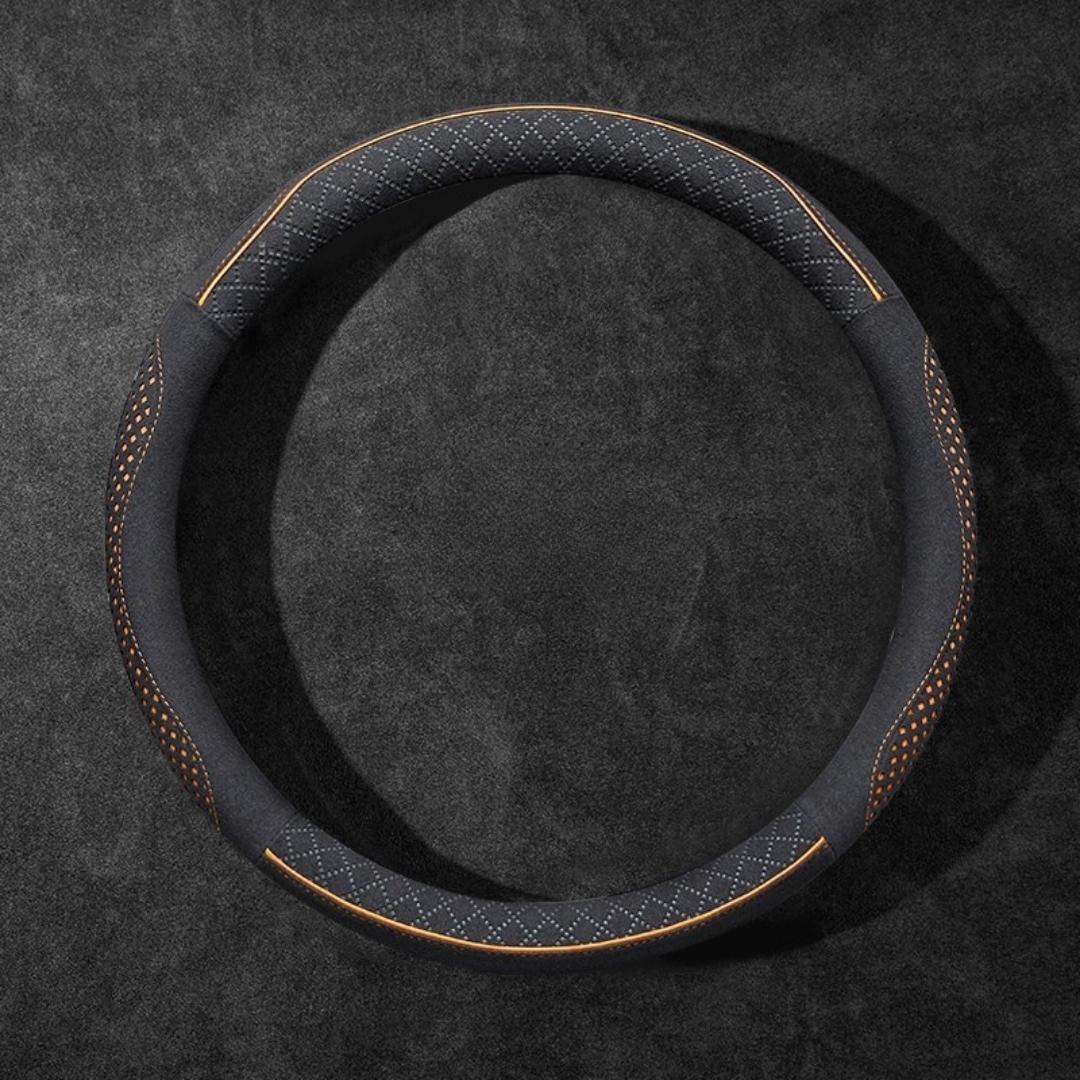 Rivo Suede Steering Wheel Cover – Non-Slip, Breathable, Sweat-Absorbing & 4-Season Universal Fit