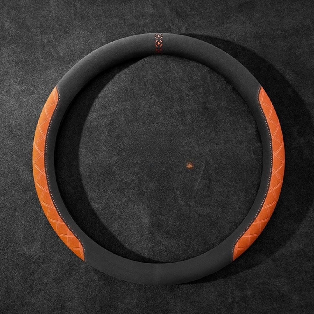 Rivo Suede Steering Wheel Cover – Non-Slip, Breathable, Sweat-Absorbing & 4-Season Universal Fit
