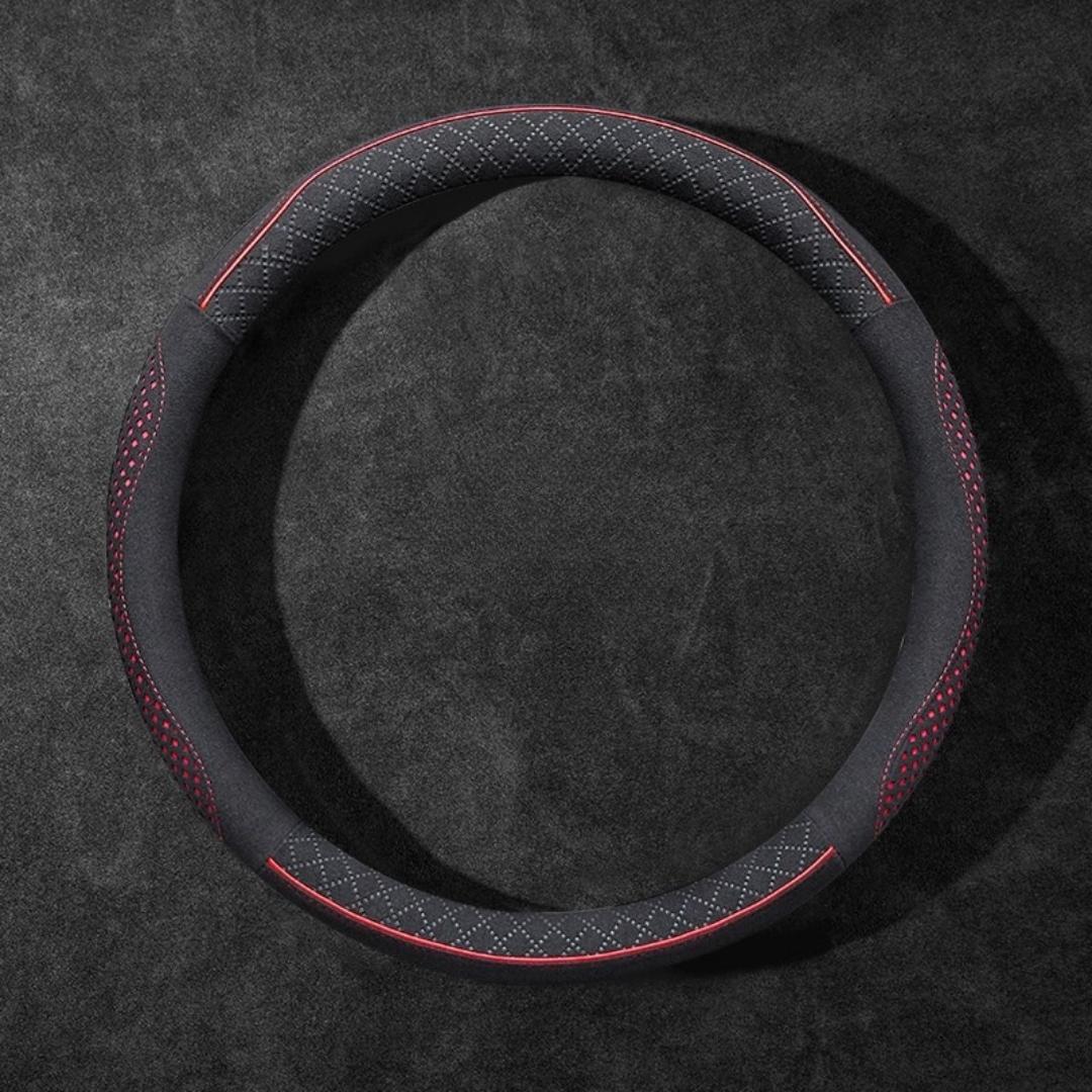 Rivo Suede Steering Wheel Cover – Non-Slip, Breathable, Sweat-Absorbing & 4-Season Universal Fit