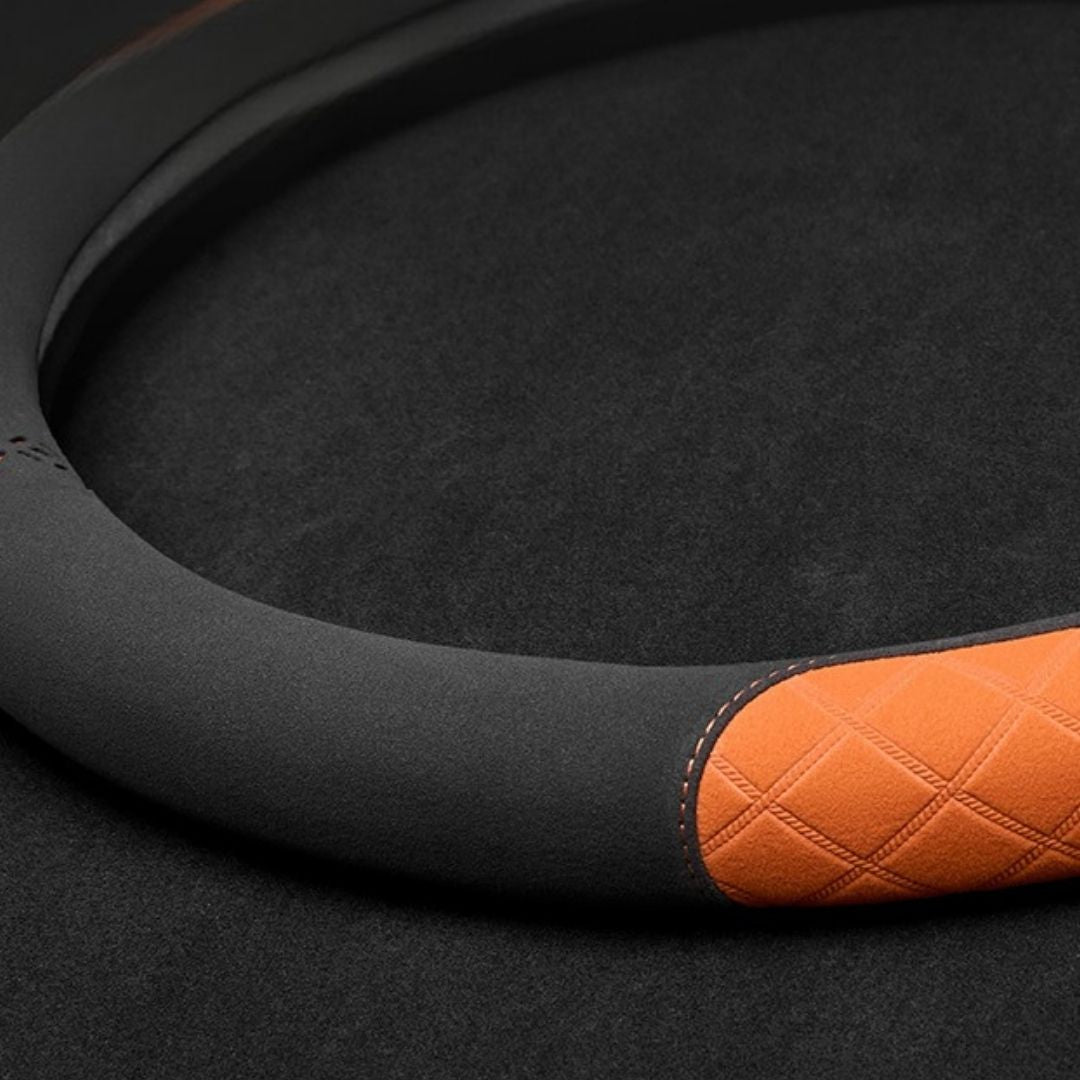 Rivo Suede Steering Wheel Cover – Non-Slip, Breathable, Sweat-Absorbing & 4-Season Universal Fit