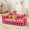 Trendy Striped Lambswool Double Layer Dog & Cat Sofa Bed