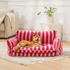 Trendy Striped Lambswool Double Layer Dog & Cat Sofa Bed