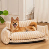 Trendy Striped Lambswool Double Layer Dog & Cat Sofa Bed