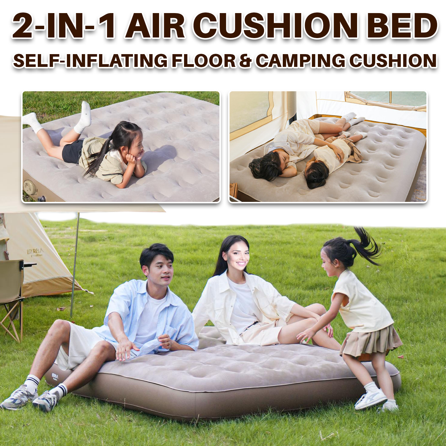 2-in-1 Air Cushion Bed: Self-Inflating Floor & Camping Cushion