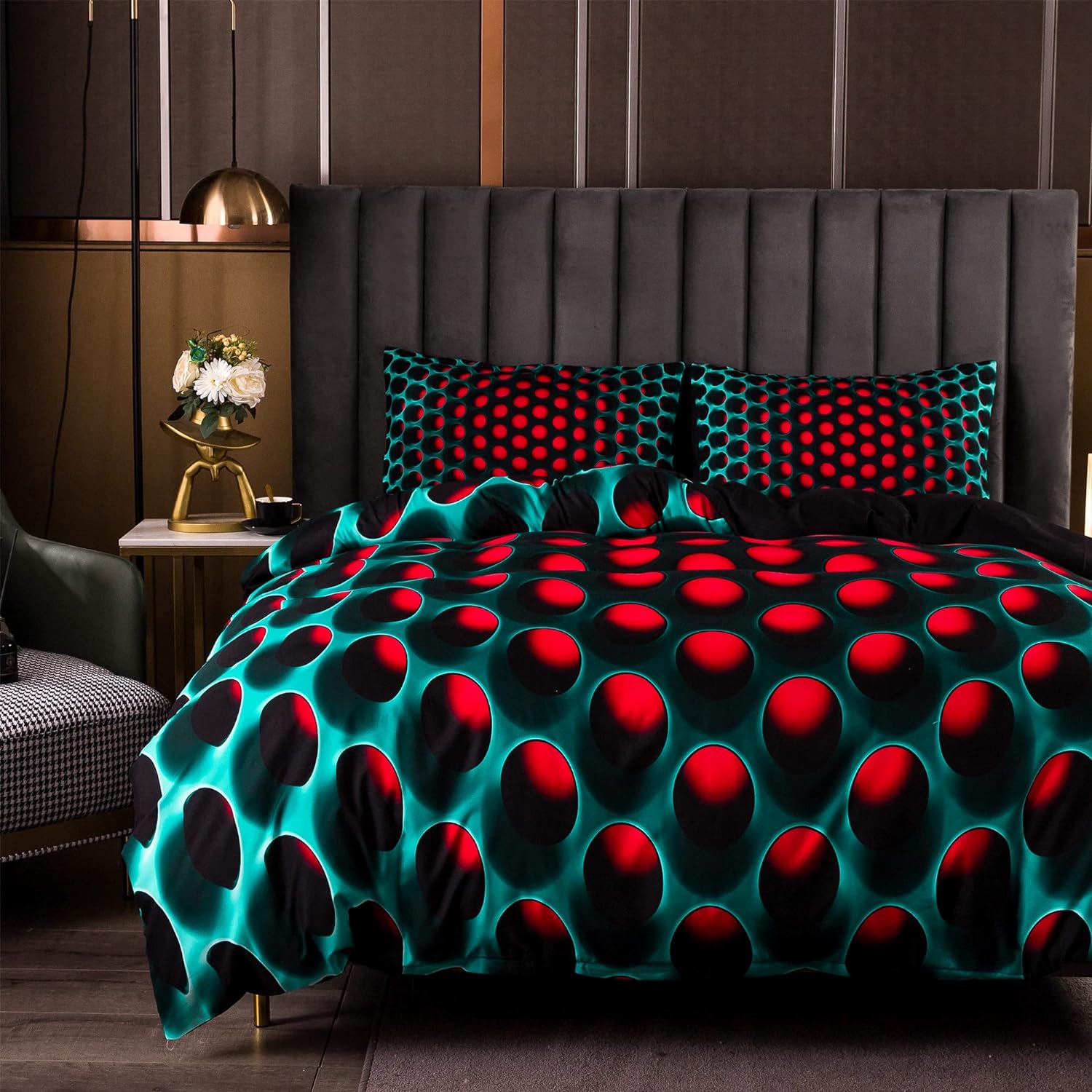 3D Soft Geometric Stereoscopic Dense Hole Warm Duvet Patterns Bedding Set