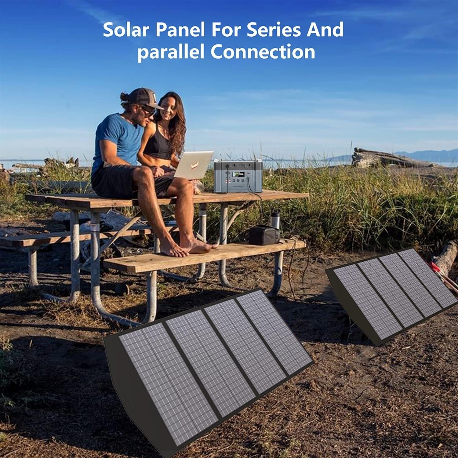 Portable Solar Charger Portable Power Station,Mobile Emergency Backup Power With Foldable Solar Panel Charger