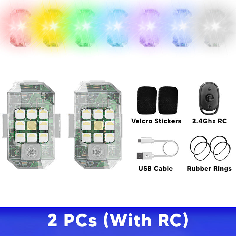 Waterproof Anti-collision 7 Colors Rechargeable Car LED Strobe Light with Wireless Remote Control