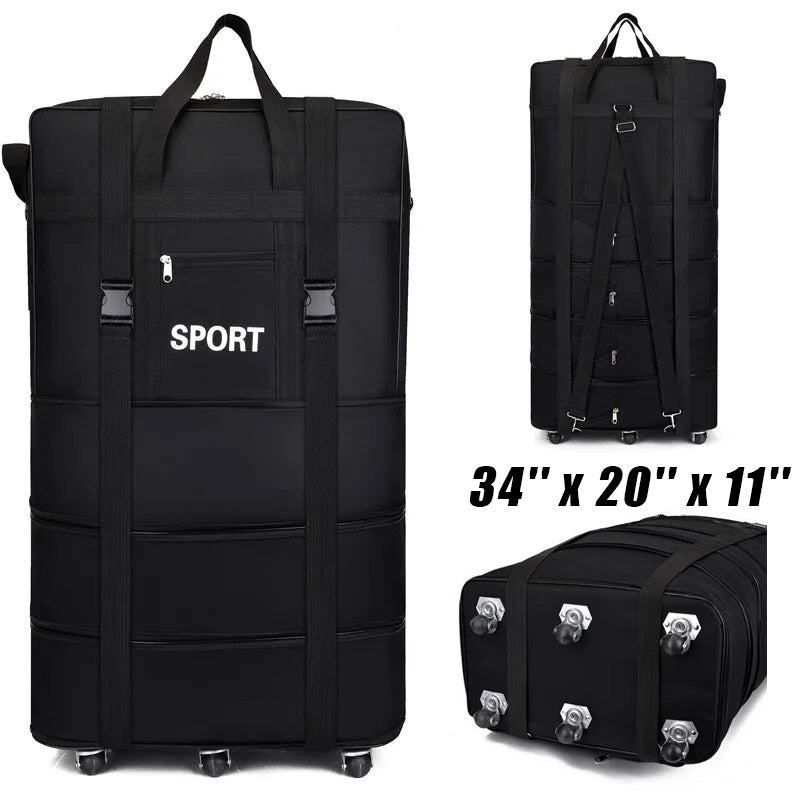 Expandable Foldable Large Capacity Luggage Travel Duffel Bag With Spinner Wheels