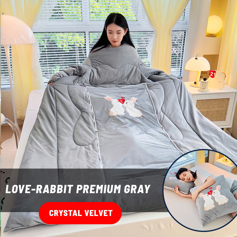 Multifunctional Winter Lazy Thickened Skin-friendly Brushed Quilt with Sleeves