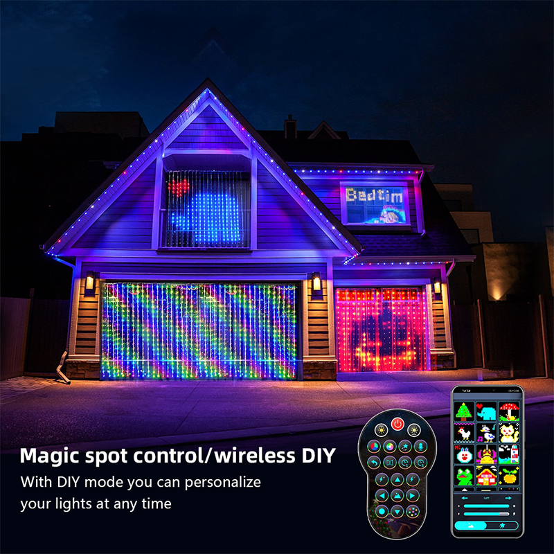 Smart LED RGB Music Sync APP Control Dynamic DIY Curtain Lights for Bedroom, Party, Christmas Decoration