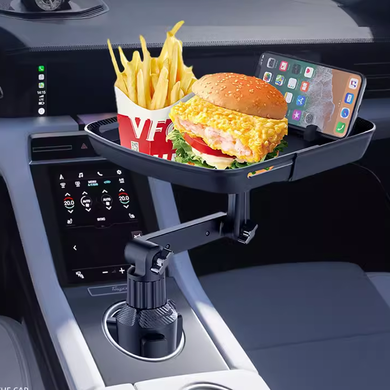 360° 2 in 1 Adjustable Cup Phone & Food Tray Holder Extender for Cars