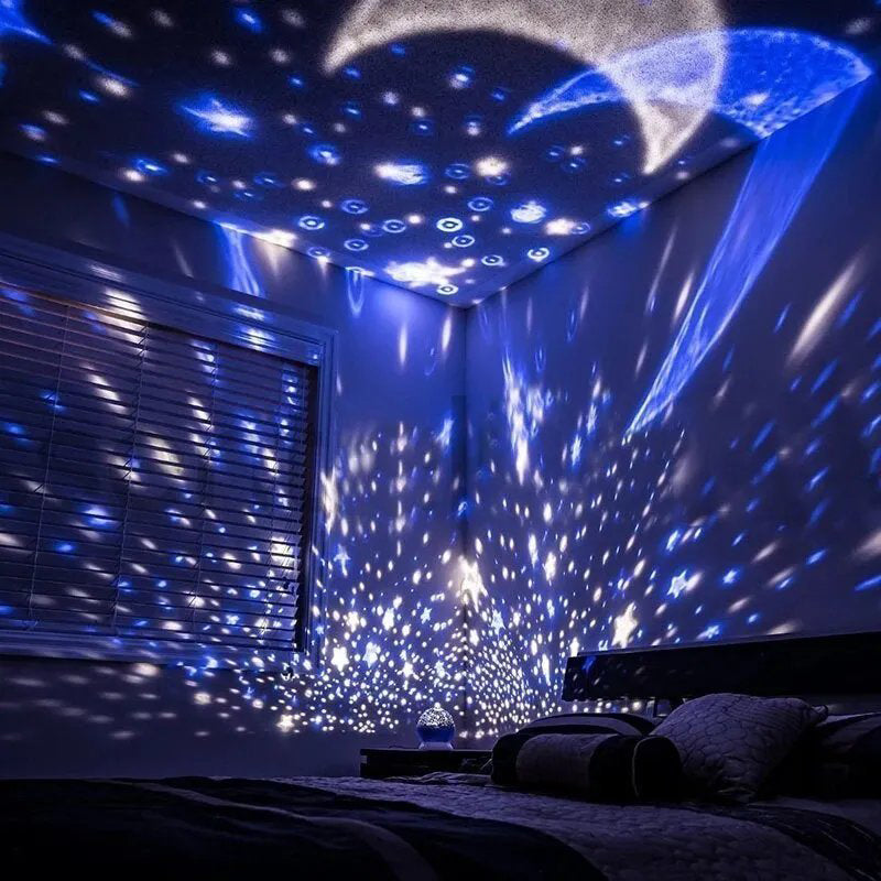 360° Rotating Starry Sky Night Light Projector Lamp Bluetooth Speaker Remote Control