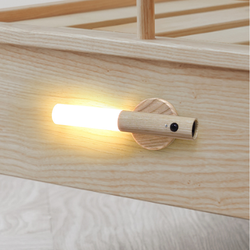 Wooden USB Rechargeable Magnetic Motion Sensor Night Light for Hallways, Bedrooms, etc.