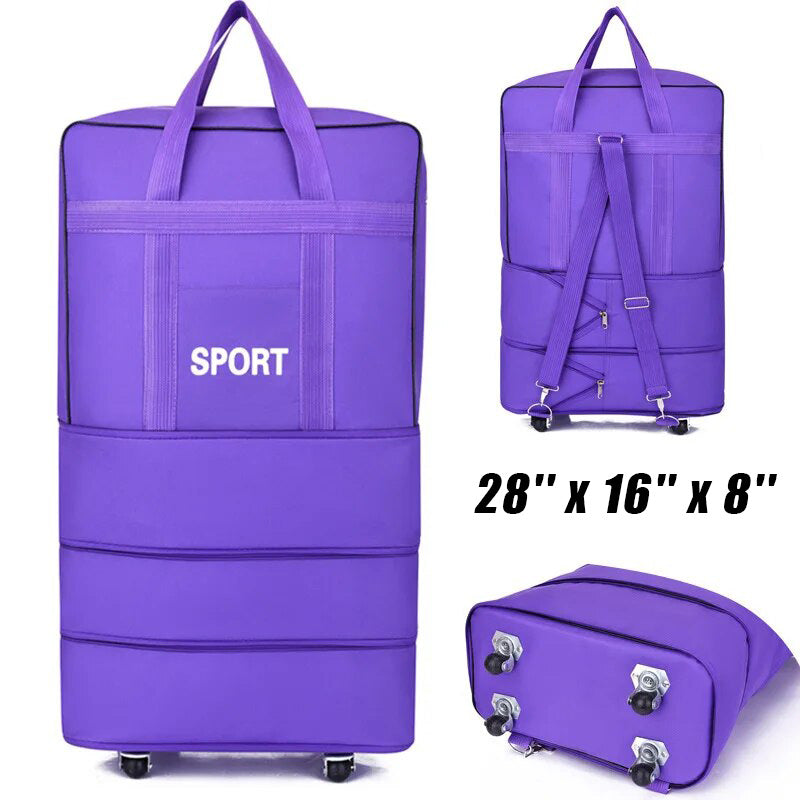 Expandable Foldable Large Capacity Luggage Travel Duffel Bag With Spinner Wheels