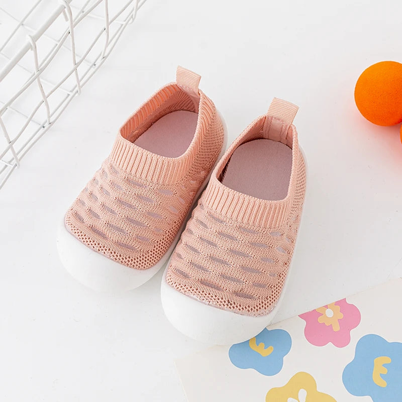 Baby Casual Mesh Breathable Non-slip Lightweight Slip-on Cross-tied Shoes for Toddlers, First Walkers, 1-4 Years Kids