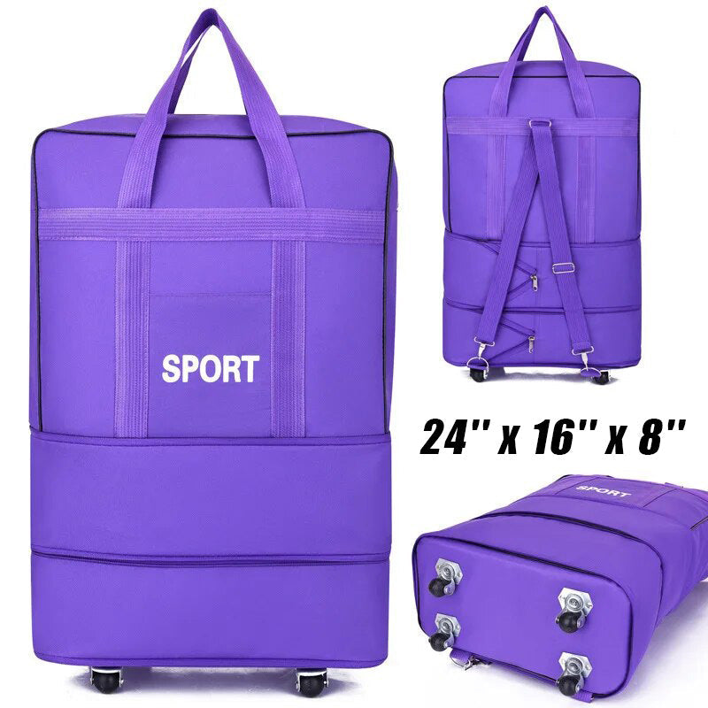 Expandable Foldable Large Capacity Luggage Travel Duffel Bag With Spinner Wheels