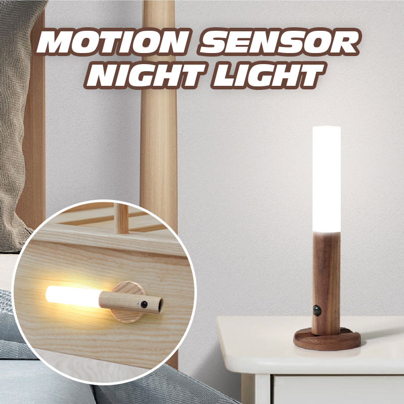 Wooden USB Rechargeable Magnetic Motion Sensor Night Light for Hallways, Bedrooms, etc.