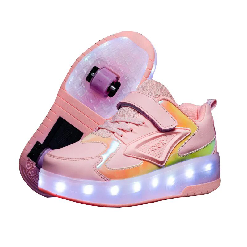 2023 New Kids LED USB Rechargeable Roller Skates Sports Sneakers