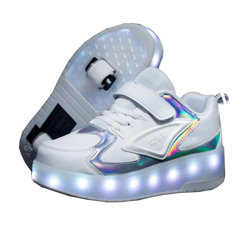 2023 New Kids LED USB Rechargeable Roller Skates Sports Sneakers