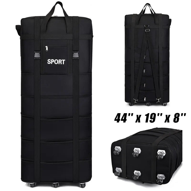 Expandable Foldable Large Capacity Luggage Travel Duffel Bag With Spinner Wheels