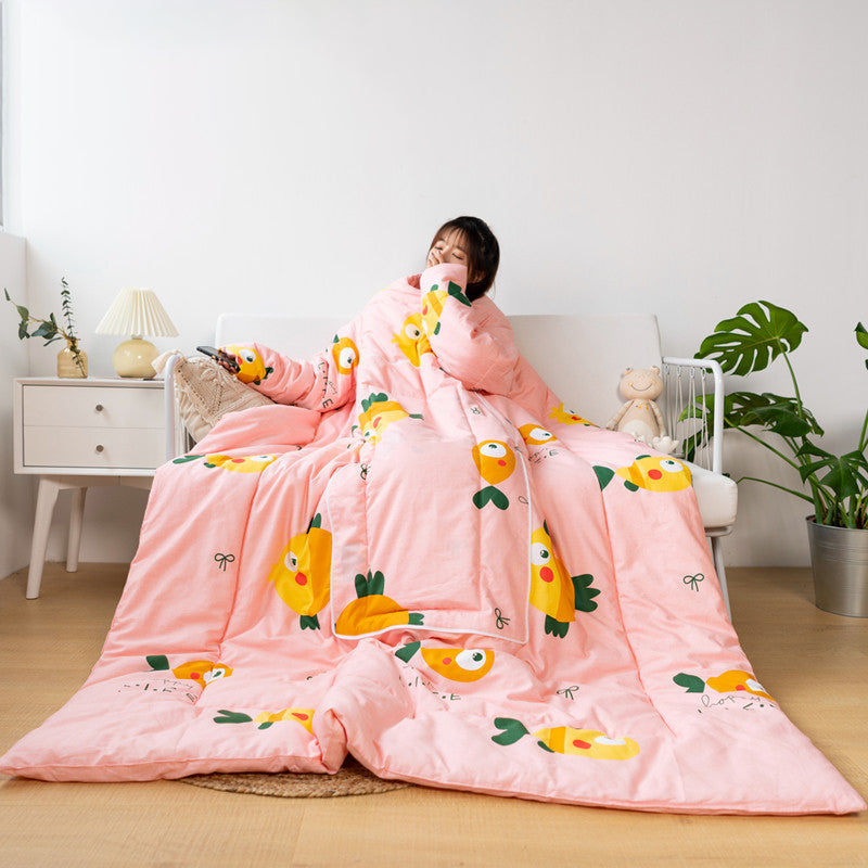 Multifunctional Winter Lazy Thickened Skin-friendly Brushed Quilt with Sleeves