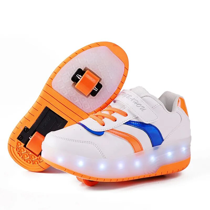 2023 New Kids LED USB Rechargeable Roller Skates Sports Sneakers