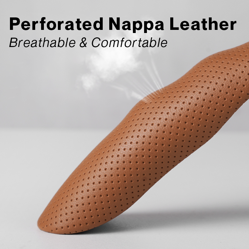 Nappa Leather Microfiber Anti-Slip Car Steering Wheel Cover Universal Fit