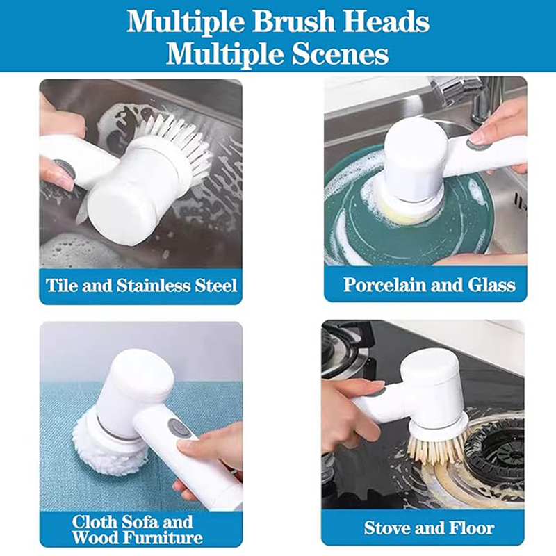 Cordless Household Electric Spinning Scrubber Replaceable Brush Heads